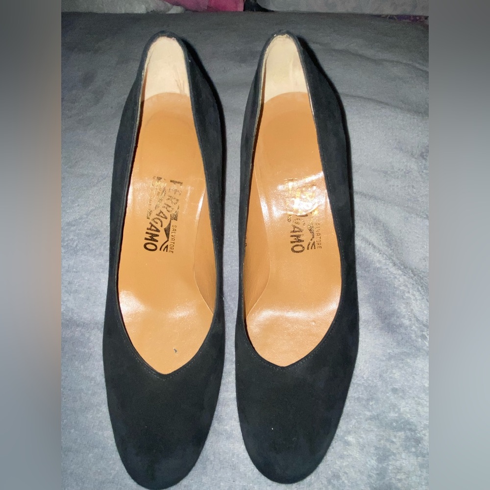 Salvatore Ferragamo Black Suede Ferragamo Pumps Women | Color: Black | Size: 7.5